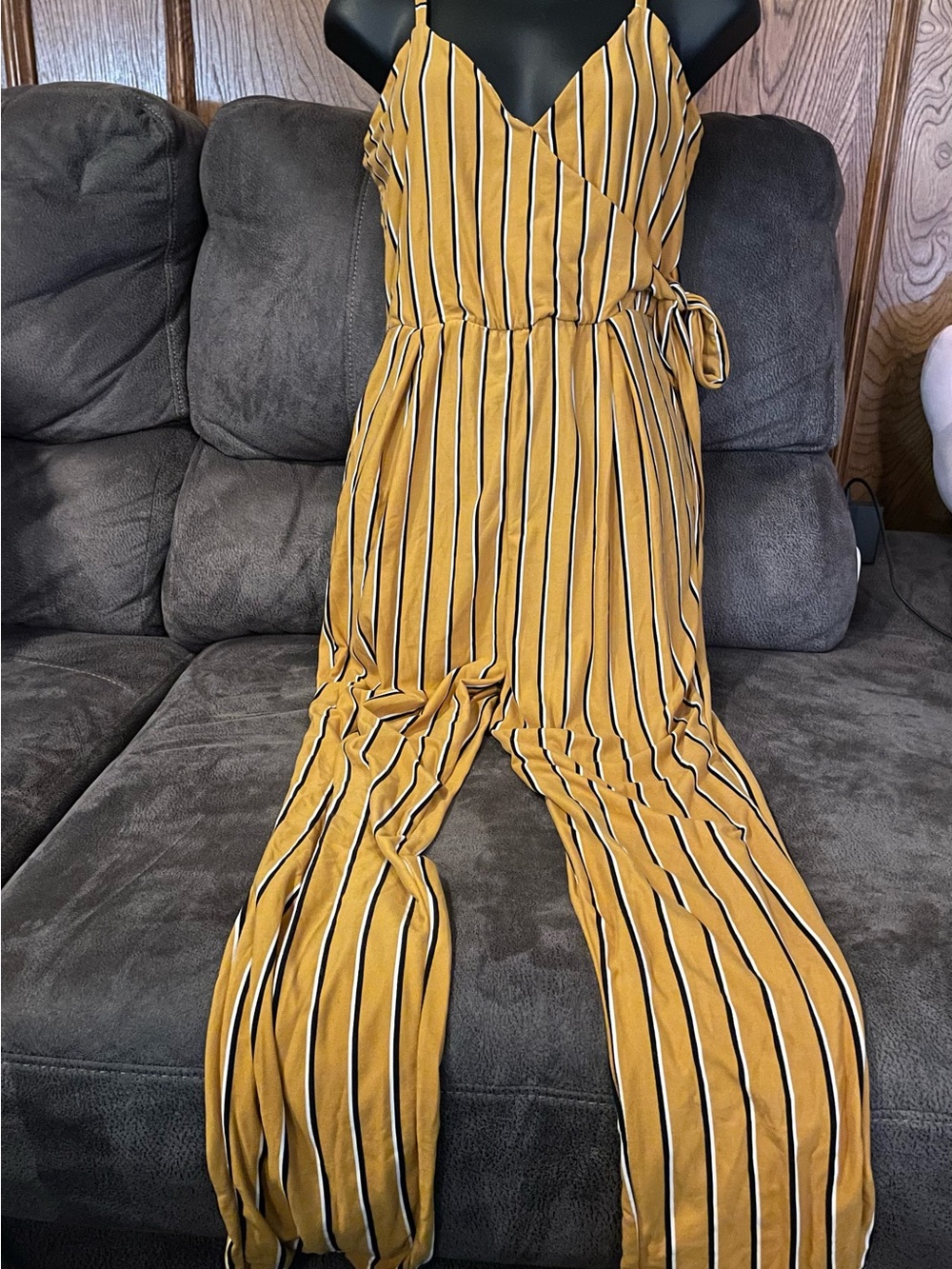 Striped Mustard Jumpsuit
